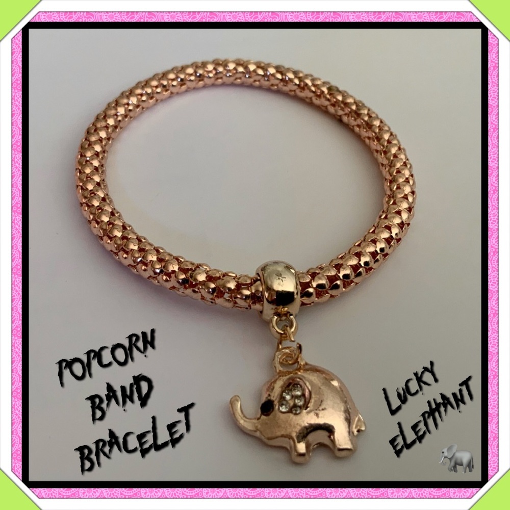 🆕✅ GOLD POPCORN BAND ELEPHANT BRACELET